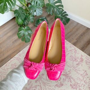Talbots Pink Leather Bow Flats SZ 7